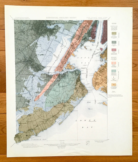 Antique Staten Island, New York City 1901 US Geological Survey Topographic Map – Manhattan, Brooklyn, Newark, Bayonne, Elizabeth, New Jersey