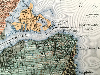 Antique Staten Island, New York City 1901 US Geological Survey Topographic Map – Manhattan, Brooklyn, Newark, Bayonne, Elizabeth, New Jersey