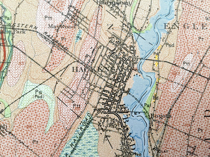 Antique Paterson, New Jersey 1901 US Geological Survey Topographic Map – Clifton, Passaic, Rutherford Hackensack Montclair Bergen Teaneck NJ