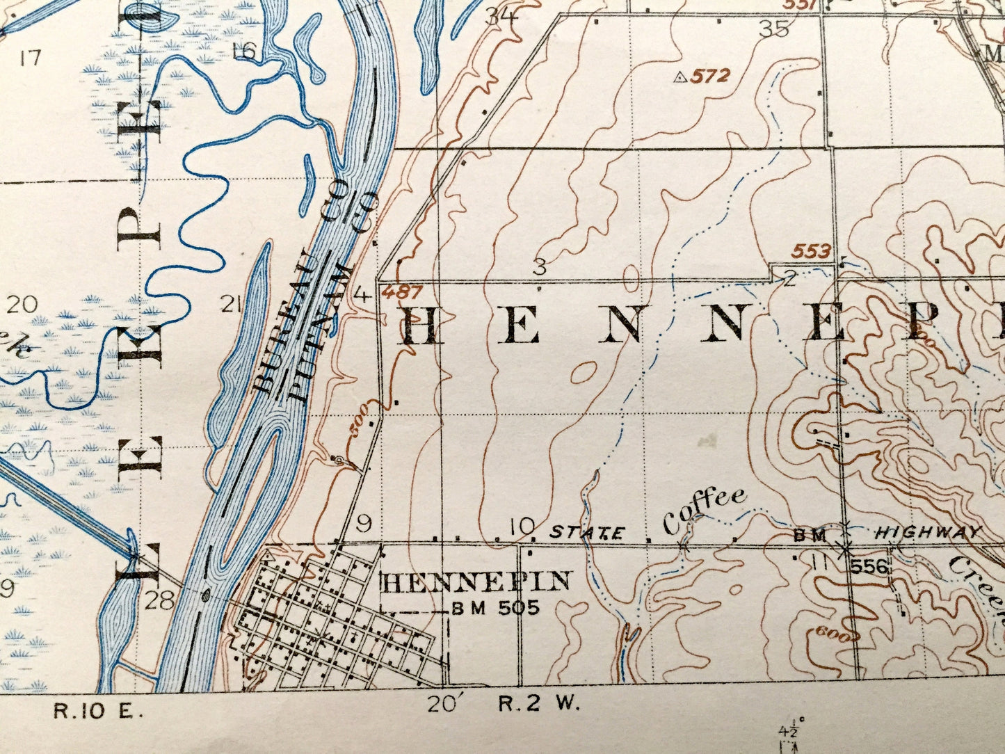 Antique Hennepin, Illinois 1911 US Geological Survey Topographic Map – Princeton, Malden, Seatonville, Depue, Dover, Bond & Putnam County IL