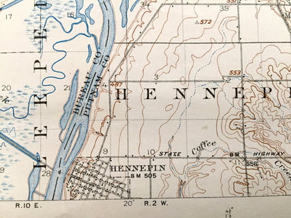 Antique Hennepin, Illinois 1911 US Geological Survey Topographic Map – Princeton, Malden, Seatonville, Depue, Dover, Bond & Putnam County IL