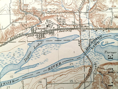 Antique Hennepin, Illinois 1911 US Geological Survey Topographic Map – Princeton, Malden, Seatonville, Depue, Dover, Bond & Putnam County IL