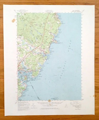 Antique Kittery, Maine 1956 US Geological Survey Topographic Map – York County, Seabury, Rye, New Castle, Admiralty Village, Portsmouth, NH