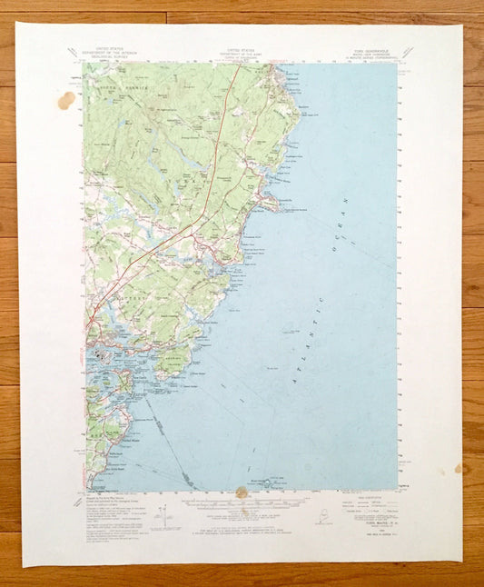 Antique Kittery, Maine 1956 US Geological Survey Topographic Map – York County, Seabury, Rye, New Castle, Admiralty Village, Portsmouth, NH