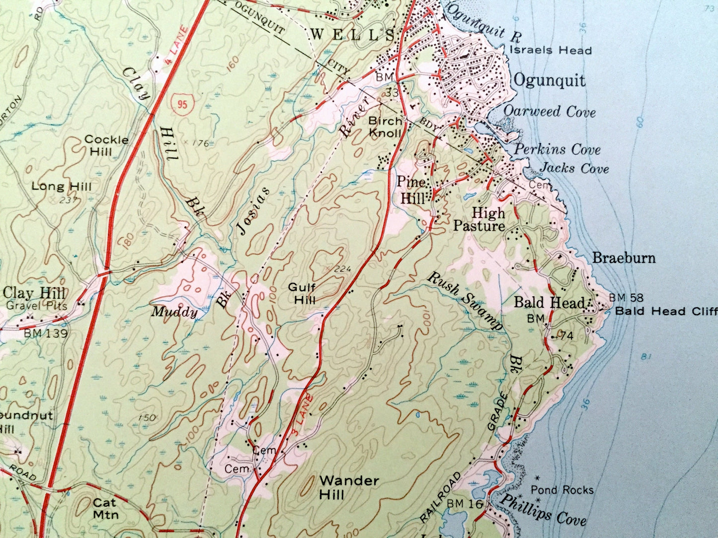 Antique Kittery, Maine 1956 US Geological Survey Topographic Map – York County, Seabury, Rye, New Castle, Admiralty Village, Portsmouth, NH