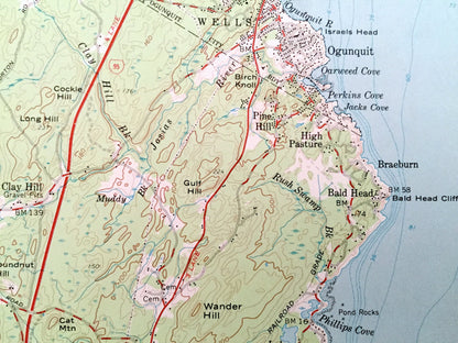 Antique Kittery, Maine 1956 US Geological Survey Topographic Map – York County, Seabury, Rye, New Castle, Admiralty Village, Portsmouth, NH