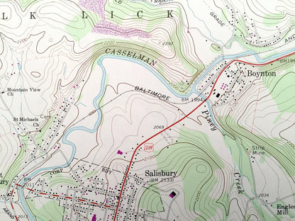 Antique Meyersdale, Pennsylvania 1968 US Geological Survey Topographic Map – Somerset County, Salisbury, Garrett, Saint Paul, Berkleys Mill