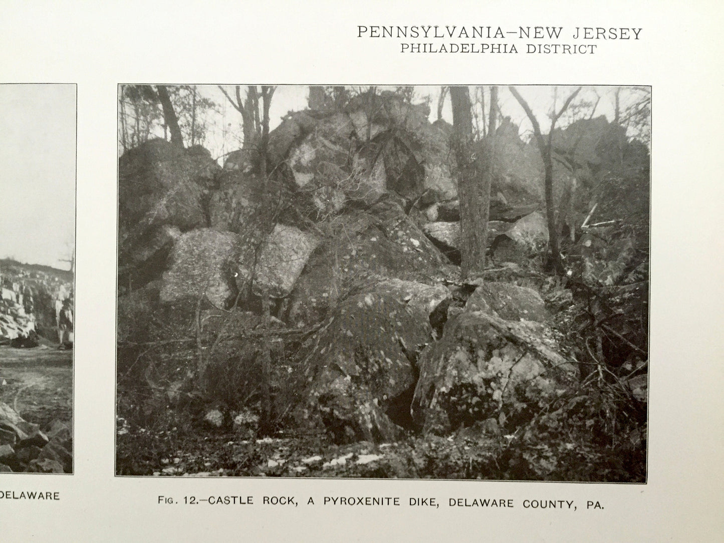 Antique 1909 New Jersey Area Rock Formations - US Geological Survey– Schuylkill, Delaware County, Chester, Pensauken, Bellmawr, Pennsylvania