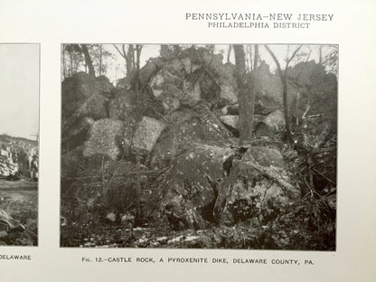 Antique 1909 New Jersey Area Rock Formations - US Geological Survey– Schuylkill, Delaware County, Chester, Pensauken, Bellmawr, Pennsylvania