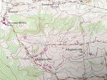 Antique Morgantown, Pennsylvania 1956 US Geological Survey Topographic Map – Knauers, Alleghenyville, Beckersville, Churchtown, Berks Co