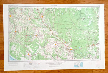 Antique Valdosta, Georgia & Florida 1954 US Geological Survey Topographic Map – Thomasville, Boston, Hihira, Lake Park, Dasher Quitman GA FL