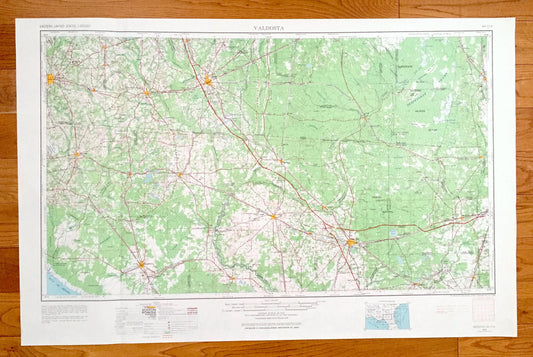 Antique Valdosta, Georgia & Florida 1954 US Geological Survey Topographic Map – Thomasville, Boston, Hihira, Lake Park, Dasher Quitman GA FL