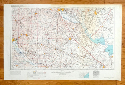 Antique Augusta, Georgia 1957 US Geological Survey Topographic Map – South Carolina, Aiken, Graniteville, Warrenville, Bath, North Augusta