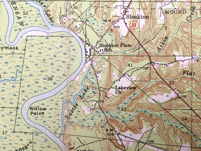 Antique Bay Minette, Alabama 1941 US Geological Survey Topographic Map – Baldwin County, Hurricane, Carpenter, Douglasville, Stockton, AL