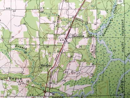 Antique Creola, Alabama 1941 US Geological Survey Topographic Map – Mobile County, Salco, Axis, Hatters, Saraland, Whistler, Smithtown, Akka
