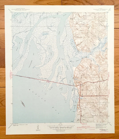 Antique Bridgehead, Alabama 1943 US Geological Survey Topographic Map – Baldwin County, Blakeley, Park City, The Village, Chacaloochee Bay