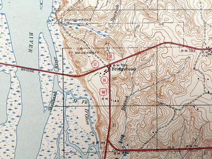 Antique Bridgehead, Alabama 1943 US Geological Survey Topographic Map – Baldwin County, Blakeley, Park City, The Village, Chacaloochee Bay