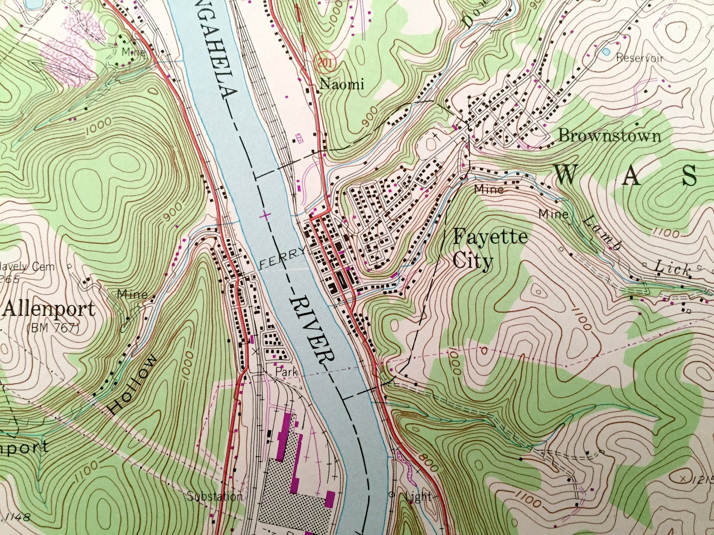 Antique Fayette City, Pennsylvania 1954 US Geological Survey Topographic Map – Washington County, Perry, Jefferson, Redstone, Franklin, PA