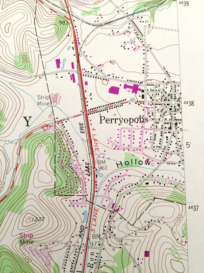 Antique Fayette City, Pennsylvania 1954 US Geological Survey Topographic Map – Washington County, Perry, Jefferson, Redstone, Franklin, PA