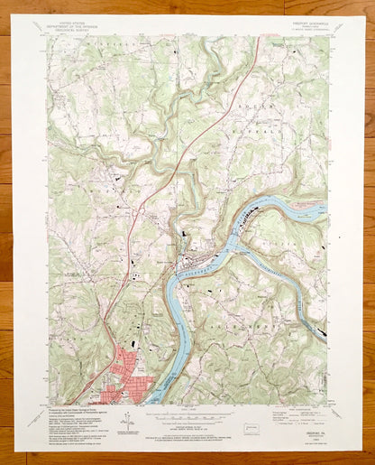 Antique Freeport, Pennsylvania 1993 US Geological Survey Topographic Map – Westmoreland, Allegheny, Butler, Armstrong County Buffalo Fawn PA