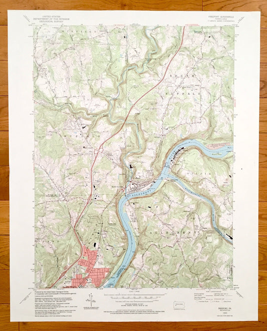 Antique Freeport, Pennsylvania 1993 US Geological Survey Topographic Map – Westmoreland, Allegheny, Butler, Armstrong County Buffalo Fawn PA