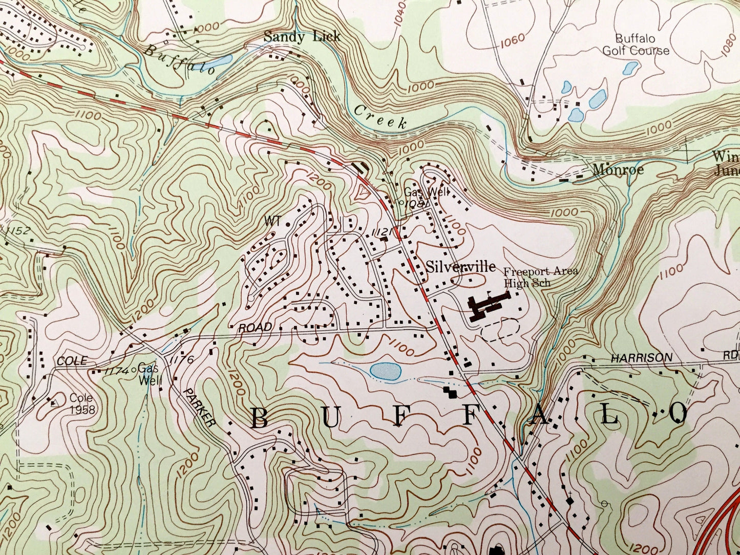 Antique Freeport, Pennsylvania 1993 US Geological Survey Topographic Map – Westmoreland, Allegheny, Butler, Armstrong County Buffalo Fawn PA