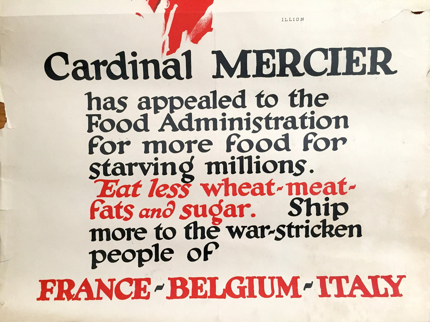 Original 1917 Cardinal Mercier WWI Poster by George Illion – United States Food Administration, World War One, WW1, France, Belgium, Italy