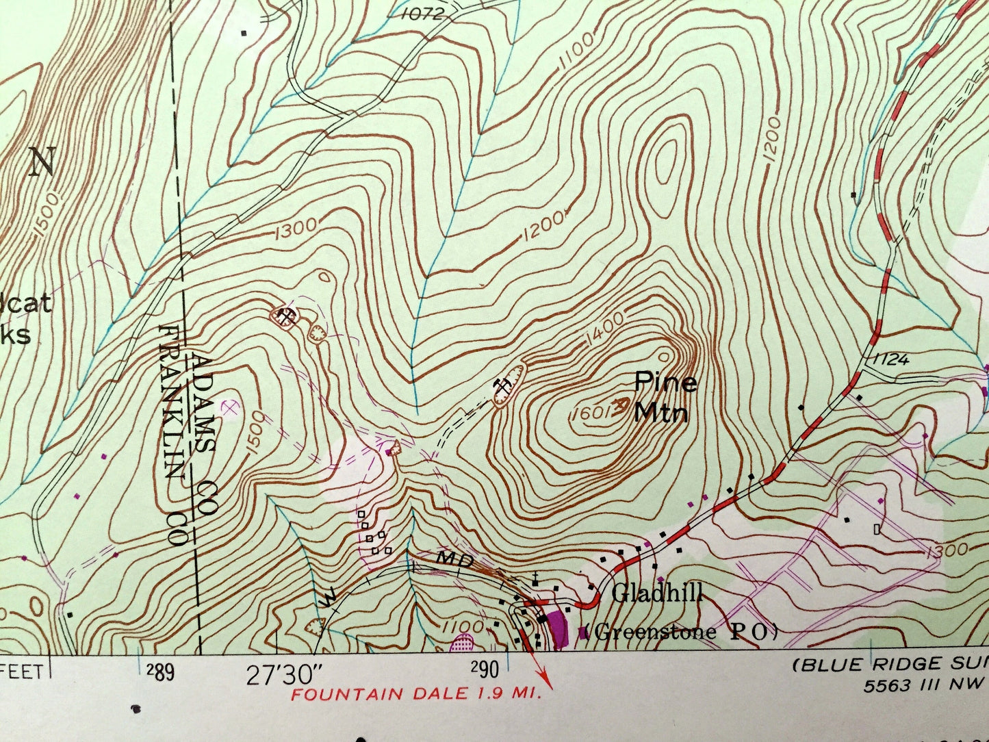 Antique Iron Springs, Pennsylvania 1953 US Geological Survey Topographic Map – Adams, Franklin County, Quincy, Guilford, Fairfield, Liberty