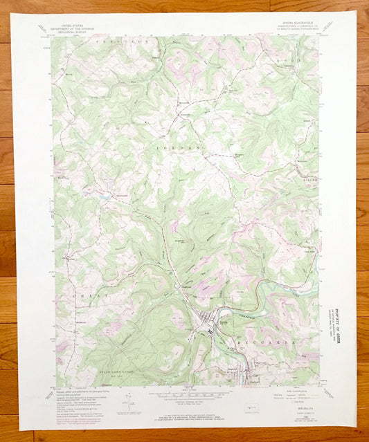 Antique Irvona, Pennsylvania 1959 US Geological Survey Topographic Map – Clearfield County, Jordan, Chest, Beccaria, Ferguson, Bigler, Knox