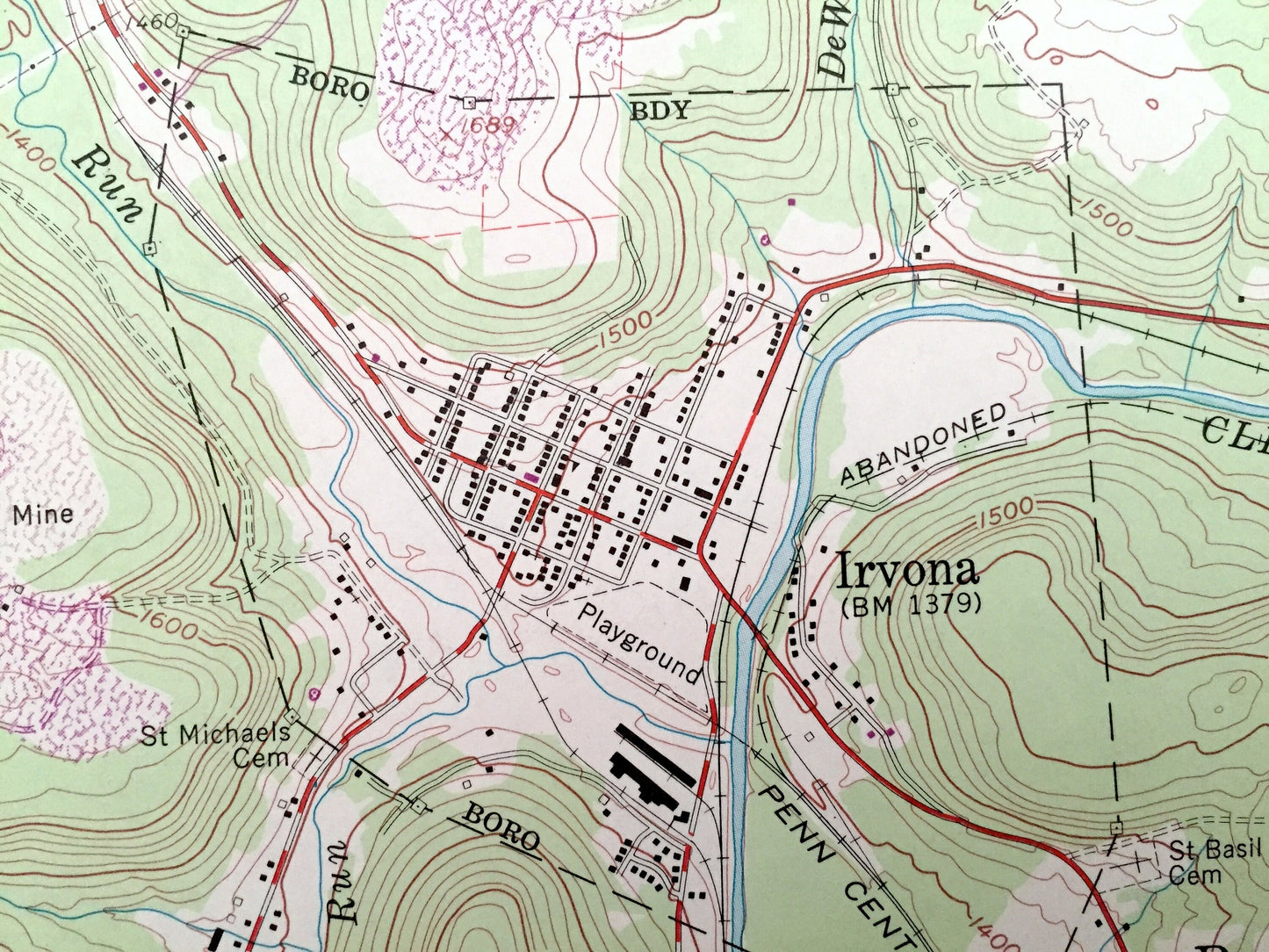 Antique Irvona, Pennsylvania 1959 US Geological Survey Topographic Map – Clearfield County, Jordan, Chest, Beccaria, Ferguson, Bigler, Knox