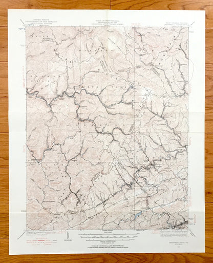 Antique Bramwell, West Virginia 1924 US Geological Survey Topographic Map – Mercer County, Northfork, Bluestone, Rolfe, McDowell, Clear Fork