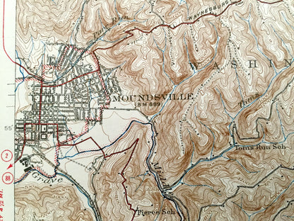 Antique Cameron, West Virginia 1942 US Geological Survey Topographic Map – Marshall County, Moundsville, McMechen, Washington, Meade, Rosbys
