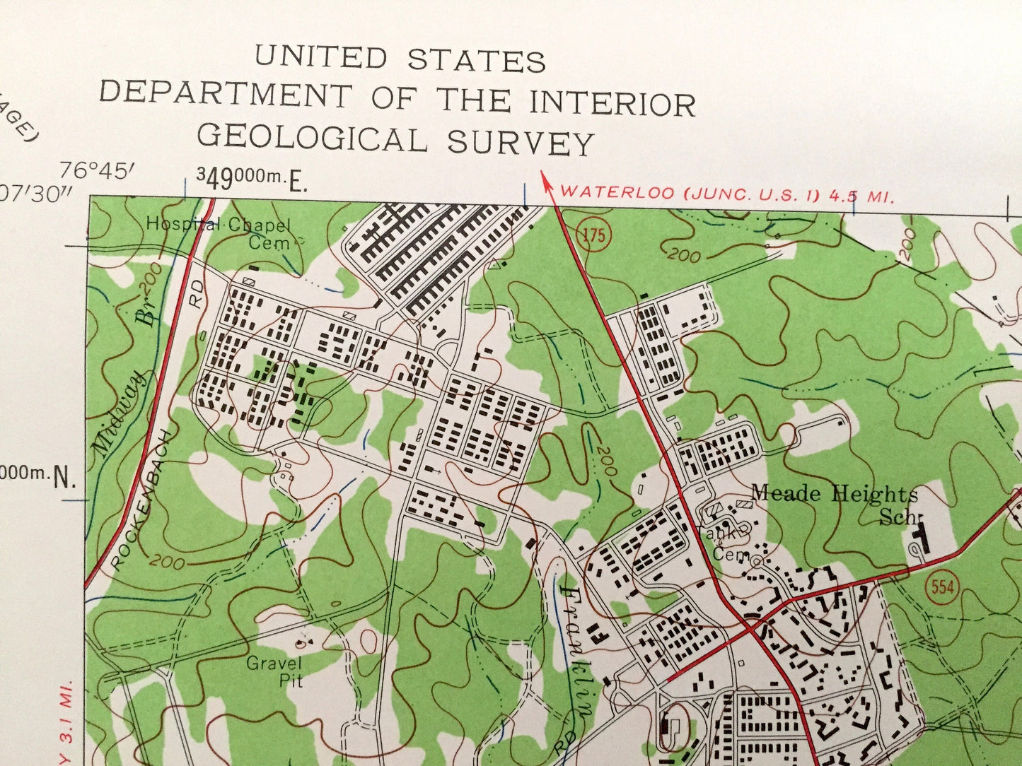 Antique Baltimore, Maryland 1957 US Geological Survey Topographic Map– Curtis Bay, Glen Burnie, Riviera Beach, Patapsco, Anne Arundel County