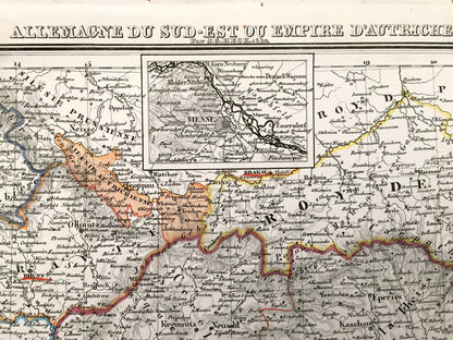Antique 1832 Ancient Austria Map from JG Heck's Atlas Géographique, Astronomique et Historique – Germany, Hungary, Czech Republic, Slovenia