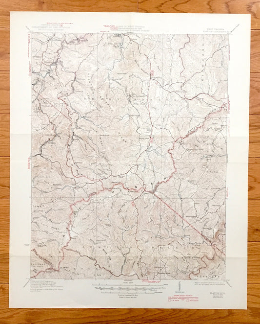 Antique Flattop, West Virginia 1932 US Geological Survey Topographic Map – Mercer County, Winding Gulf, Jumping Branch, Affinity, Lillybrook