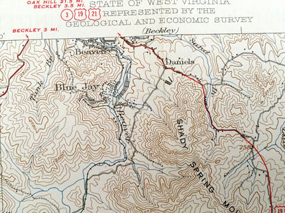 Antique Flattop, West Virginia 1932 US Geological Survey Topographic Map – Mercer County, Winding Gulf, Jumping Branch, Affinity, Lillybrook