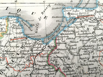 Antique 1835 Ancient Prussia Map from JG Heck's Atlas Géographique, Astronomique et Historique – Germany, Poland, Czech Republic, Magdeburg