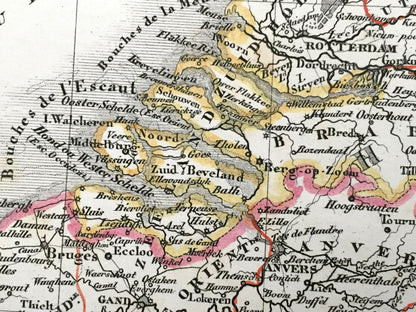 Antique 1832 Ancient Germany Map from JG Heck's Atlas Géographique, Astronomique et Historique – Netherlands, Belgium, Amsterdam, Brussels