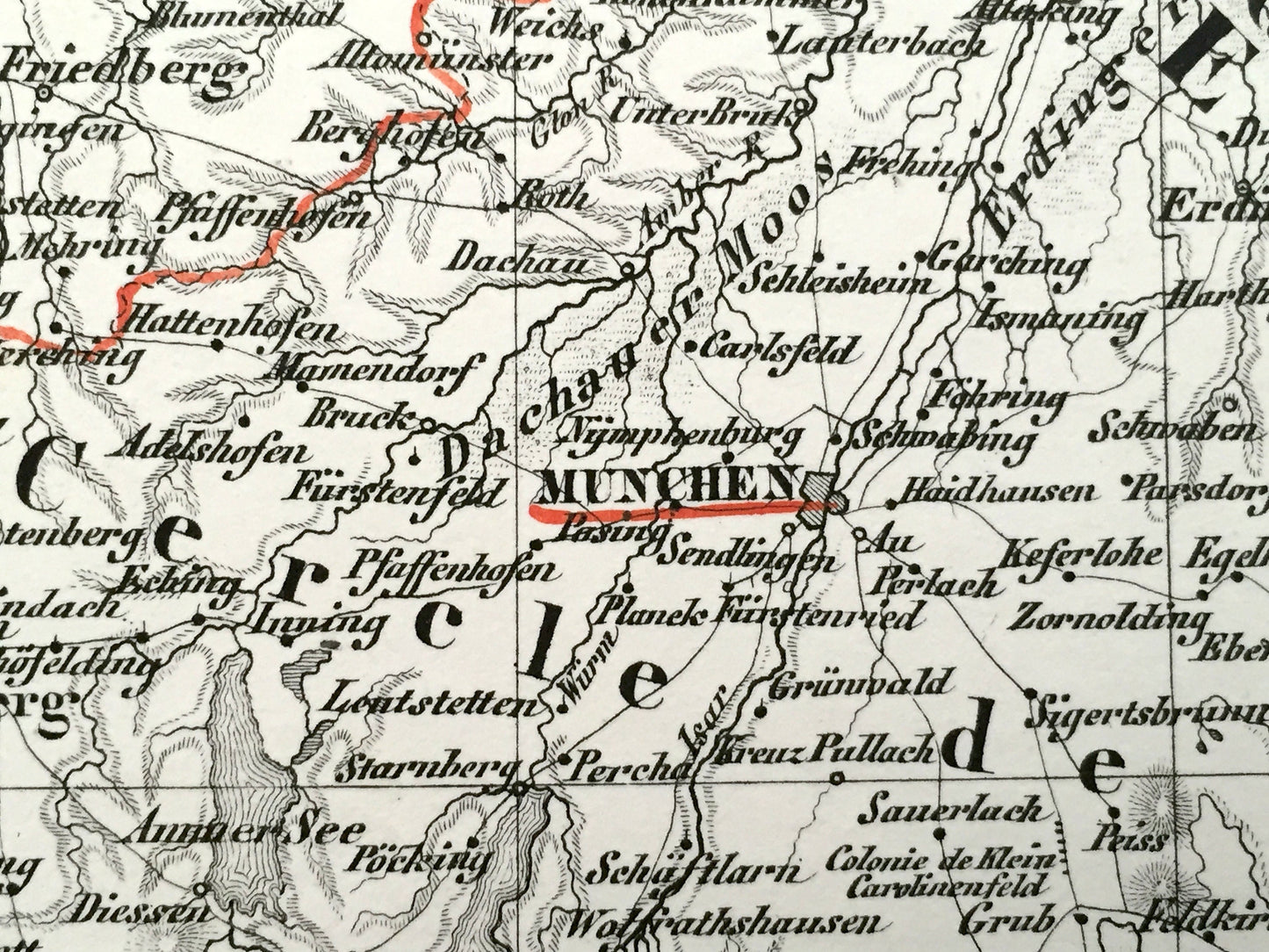 Antique 1835 Ancient Germany Map from JG Heck's Atlas Géographique, Astronomique et Historique – Munich, Bamberg, Strasbourg, Pilsen, Coburg