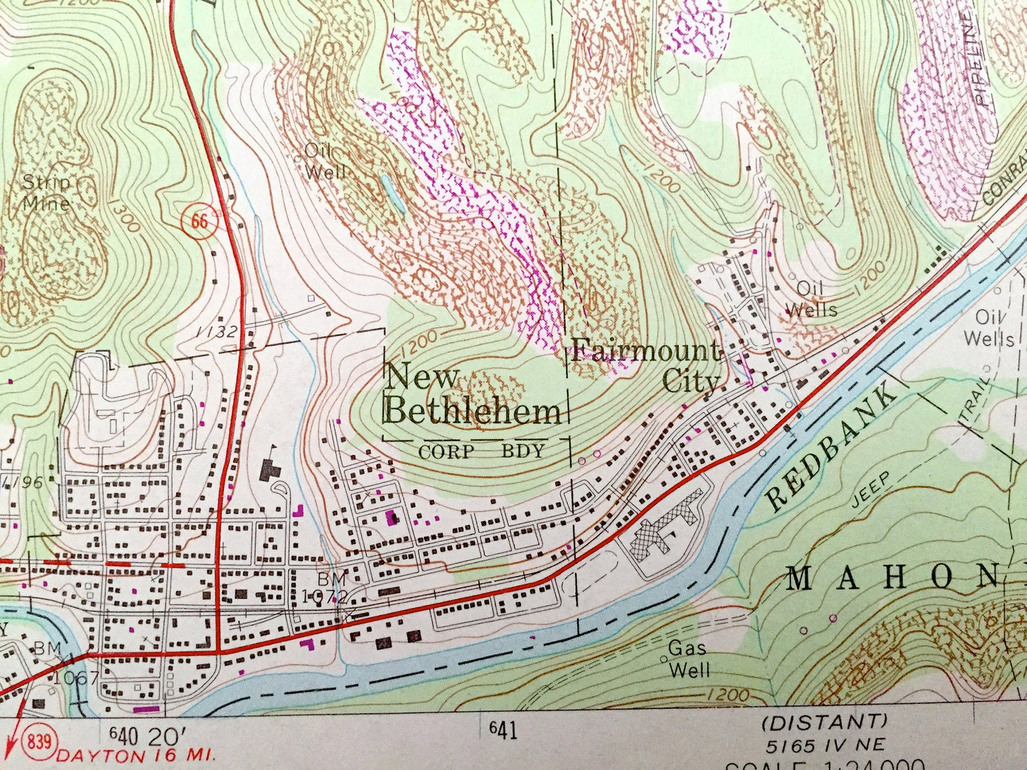Antique New Bethlehem, Pennsylvania 1969 US Geological Survey Topographic Map – Clarion County, Armstrong County, Redbank, Porter, Limestone