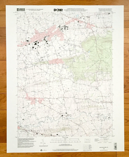 Antique New Holland, Pennsylvania 1999 US Geological Survey Topographic Map – Lancaster County, Salisbury, Leacock, East Earl, Paradise