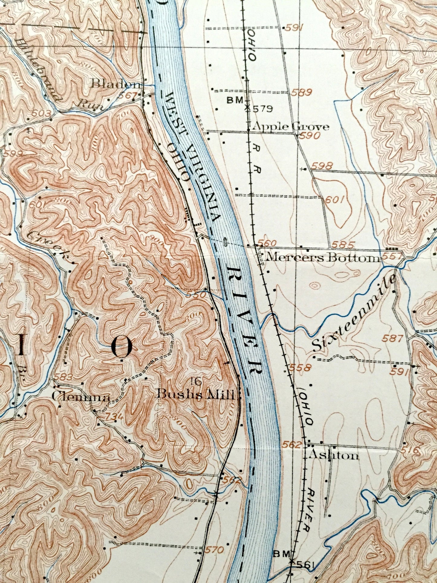 Antique Glenwood, West Virginia 1908 US Geological Survey Topographic Map – Mason County, Upland, Ellen, Swan Creek, Clay, Albatross, Clover