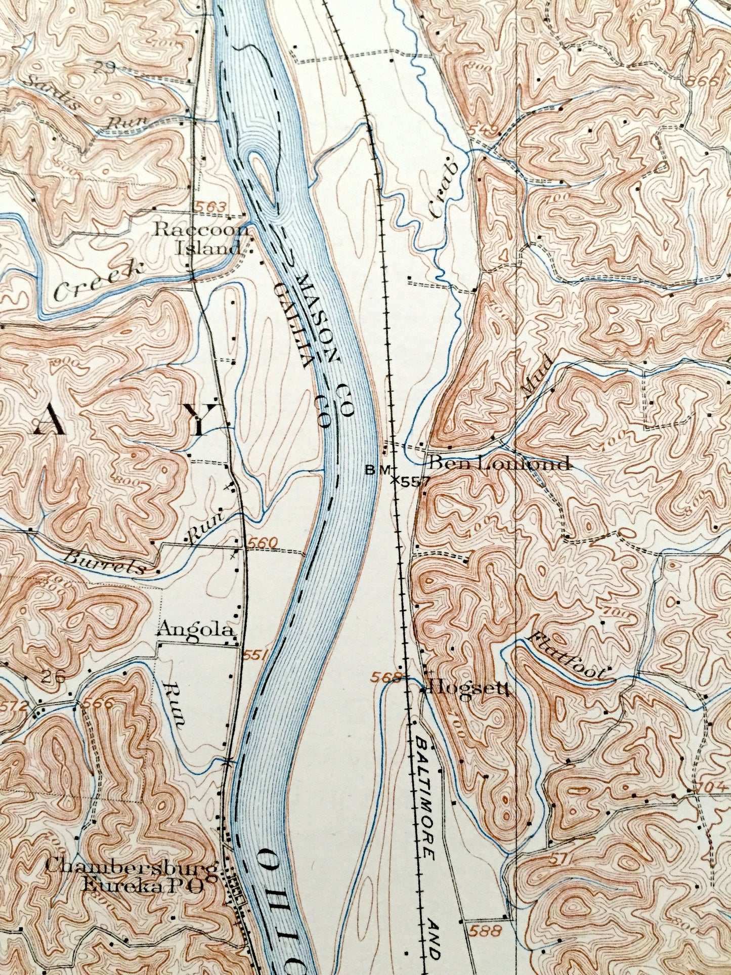 Antique Glenwood, West Virginia 1908 US Geological Survey Topographic Map – Mason County, Upland, Ellen, Swan Creek, Clay, Albatross, Clover