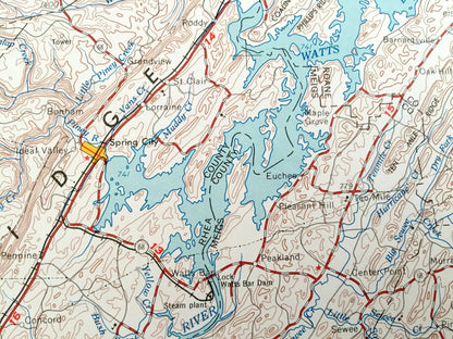 Antique Chattanooga, Tennessee 1957 US Geological Survey Topographic Map – North Carolina, East Ridge, Lenoir City, Harriman, McMinnville TN