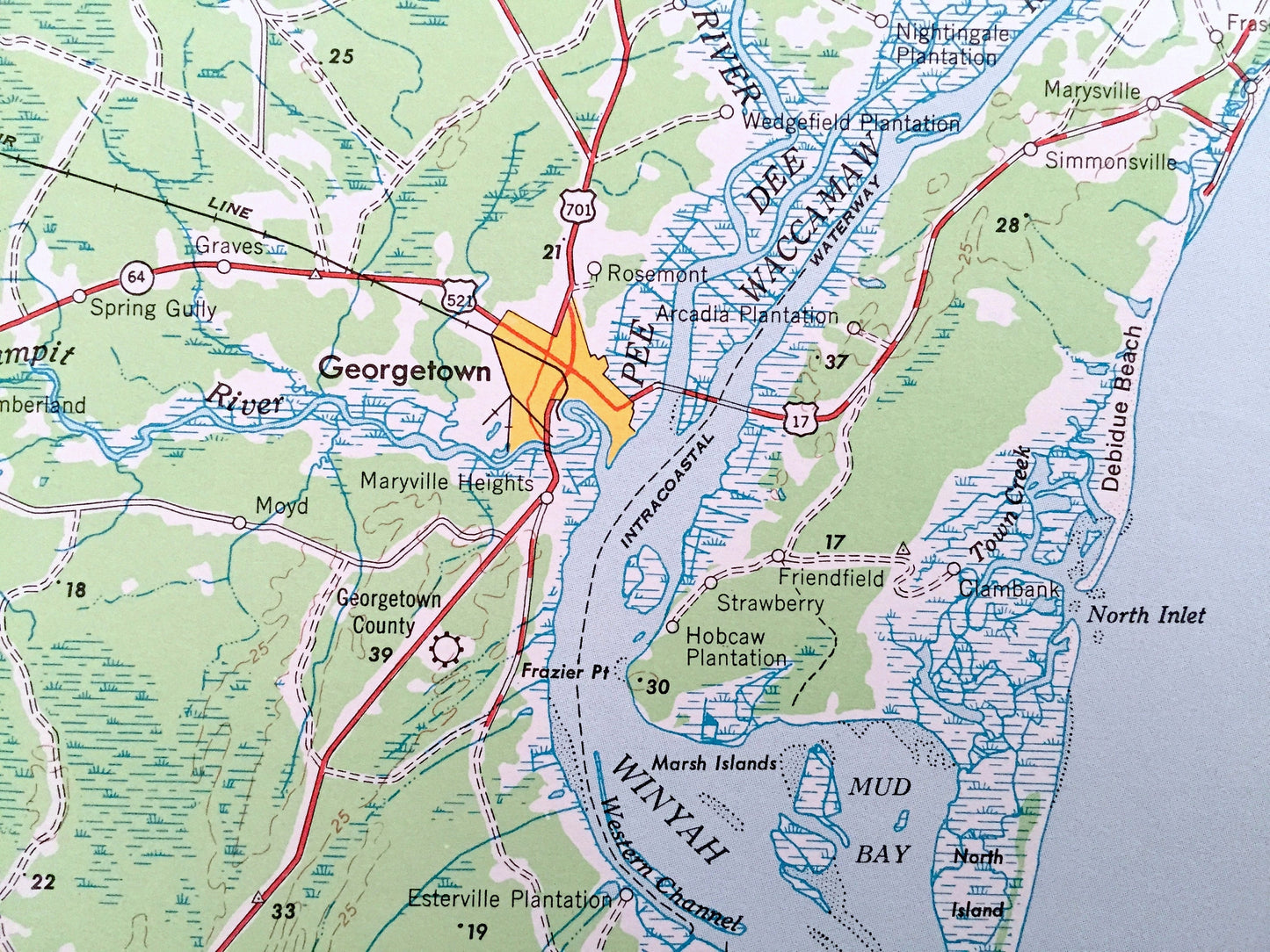 Antique Georgetown, South Carolina 1949 US Geological Survey Topographic Map – North Carolina, Andrew, Myrtle Beach, Conway, Kingstree