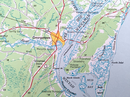 Antique Georgetown, South Carolina 1949 US Geological Survey Topographic Map – North Carolina, Andrew, Myrtle Beach, Conway, Kingstree