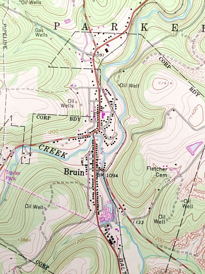 Antique Parker, Pennsylvania 1963 US Geological Survey Topographic Map – Butler County, Armstrong County, Clarion County, Parker, Perry