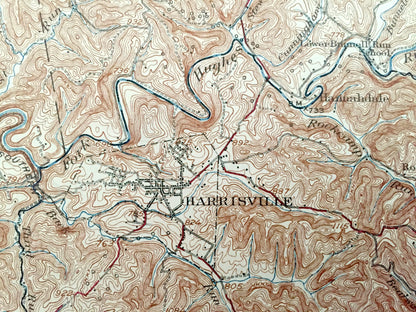 Antique Harrisville, West Virginia 1926 US Geological Survey Topographic Map – Ritchie County, Oxbow, Star Settlement, Rutherford, Washburn
