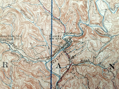 Antique Harrisville, West Virginia 1926 US Geological Survey Topographic Map – Ritchie County, Oxbow, Star Settlement, Rutherford, Washburn