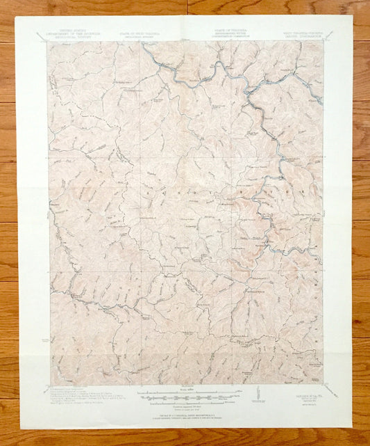 Antique Laeger, West Virginia 1927 US Geological Survey Topographic Map – McDowell County, Sandy Huff, Rockridge, Dwight, Atwell, Big Creek